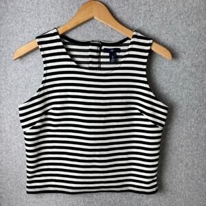 Gap Striped Top Women’s Small Sleeveless Exposed Zipper Crop Minimalist Stretch